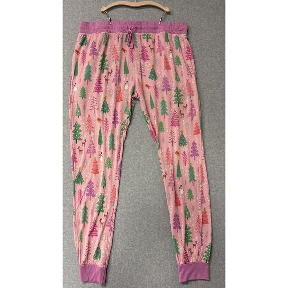 Little Sleepies Pink Merry & Bright Lunaluxe Bamboo Pajama Set Women’s Large - Picture 4 of 9